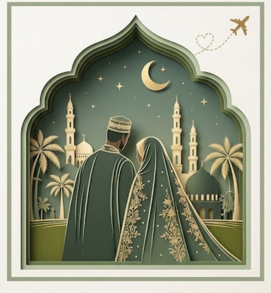 Illustration des mariés devant la mosquée